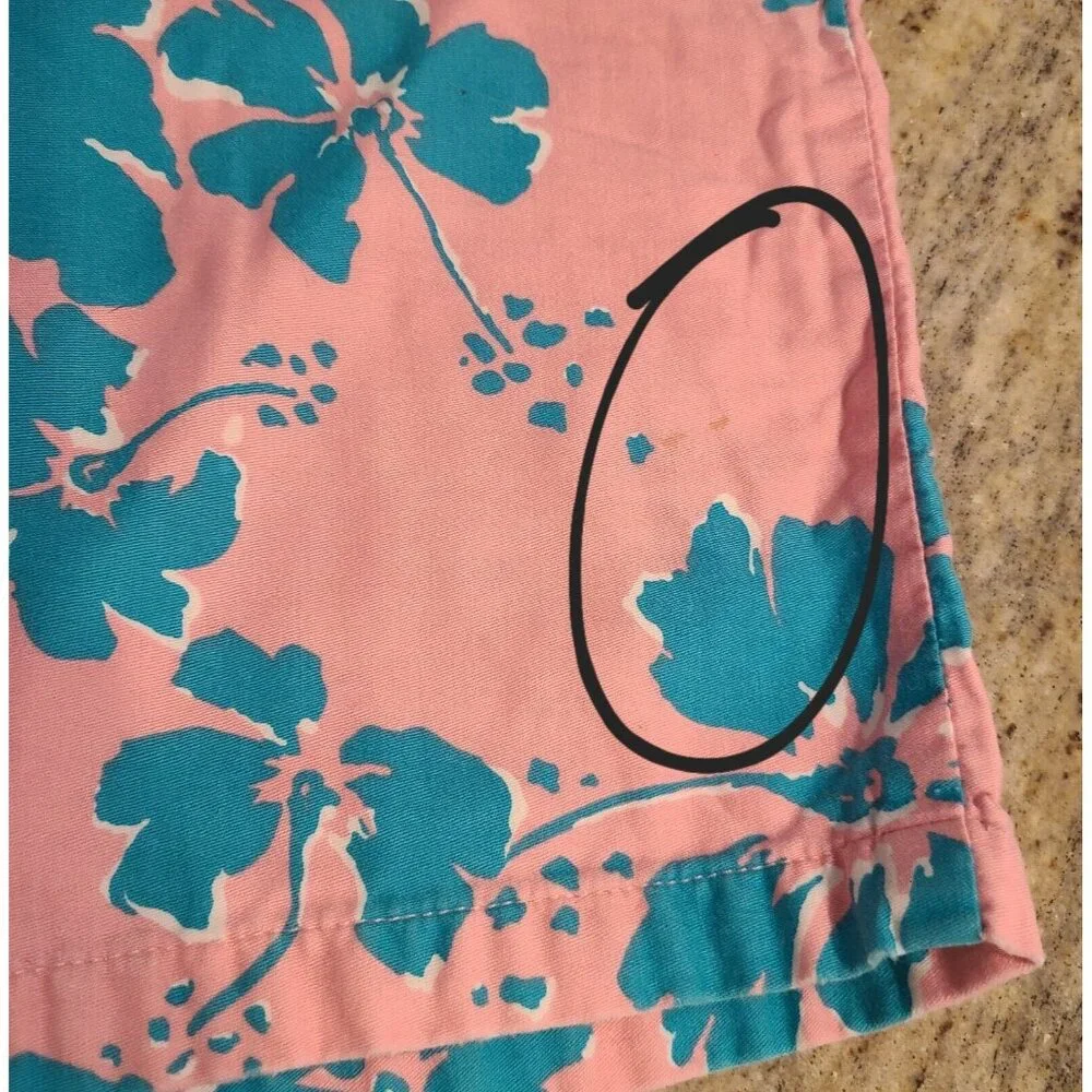 Vintage Men's Size XL Hawaiian Style Honolulu Pink Blue Shorts 36x7 Drawstring - Picture 2 of 13